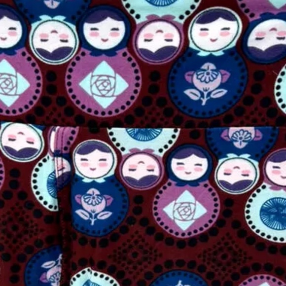 LuLaRoe TC Tall Curvy Plus Size 1X Nesting Doll Matryoshka Leggings Burgundy 1X - Picture 6 of 6